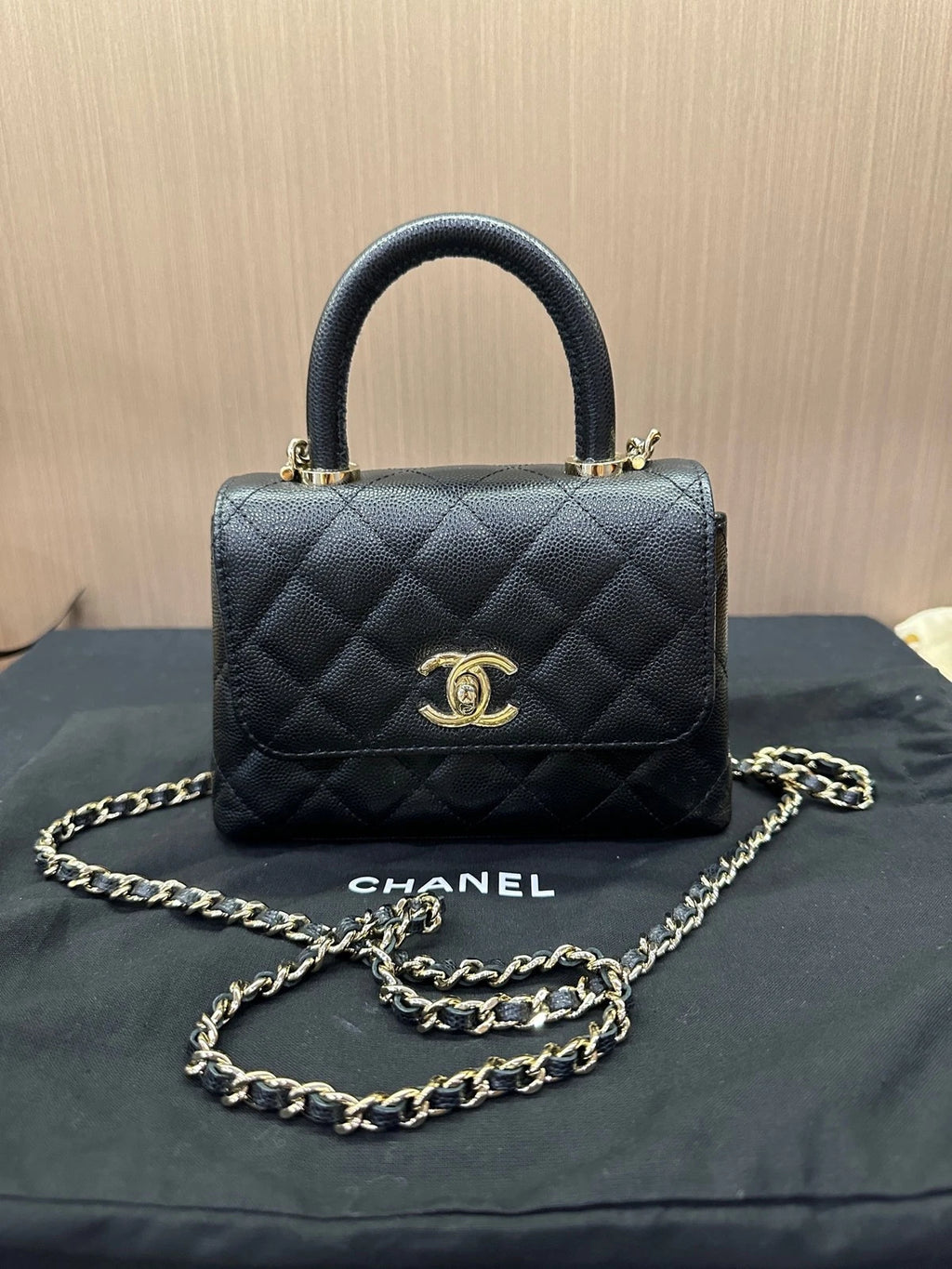 CHANEL Black Coco Handle Nano Top Handle Bag For Women