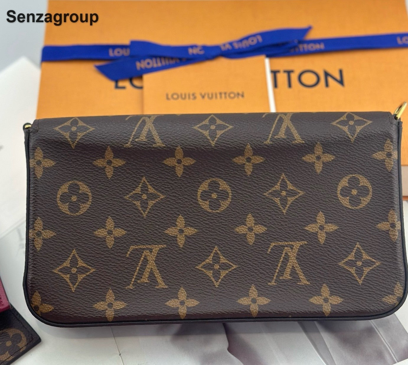 Louis Vuitton Monogram Canvas Chain Shoulder Bag Brown Gold Women Classic