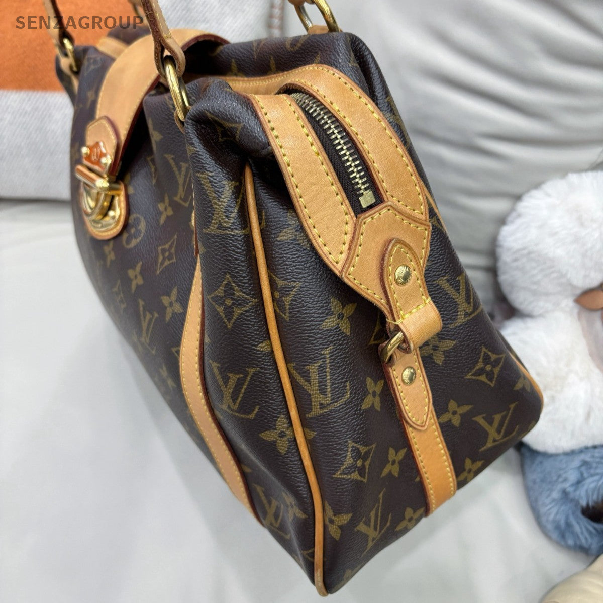 Louis Vuitton Stresa Monogram Shoulder Bag Brown Gold Women Classic