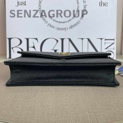 Saint Laurent YSL WOC Chain Envelope Bag Black Gold Women's Fashion