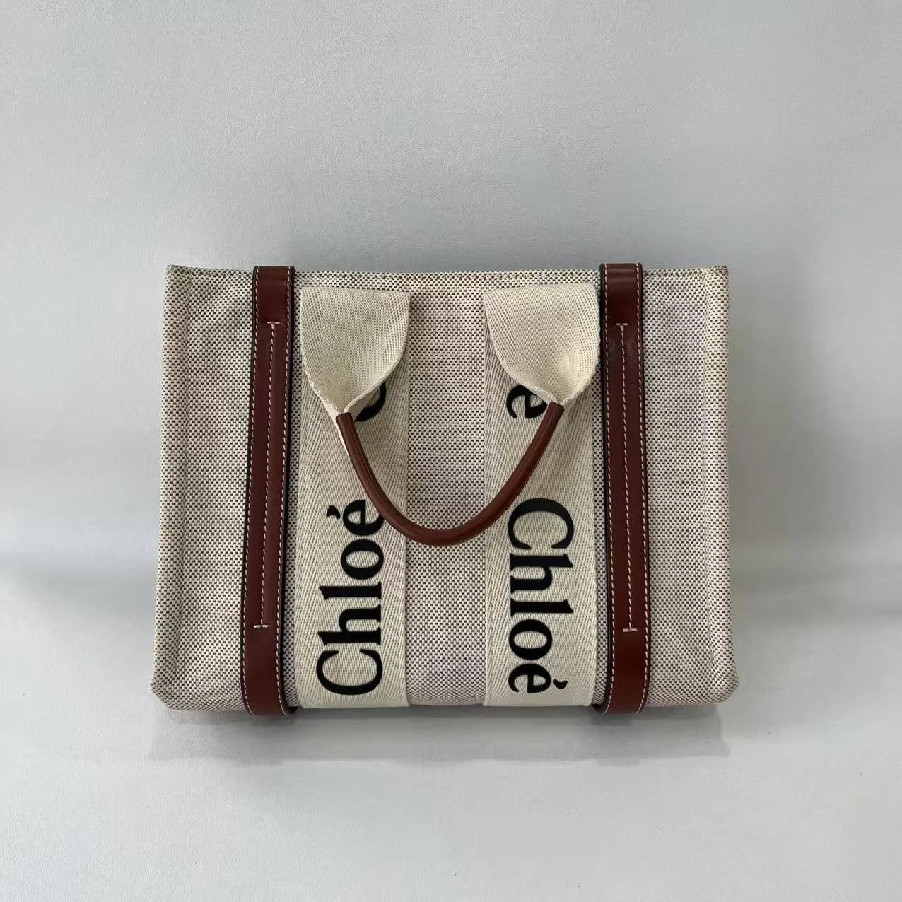 Chloe Women Beige Canvas Tote Handbag