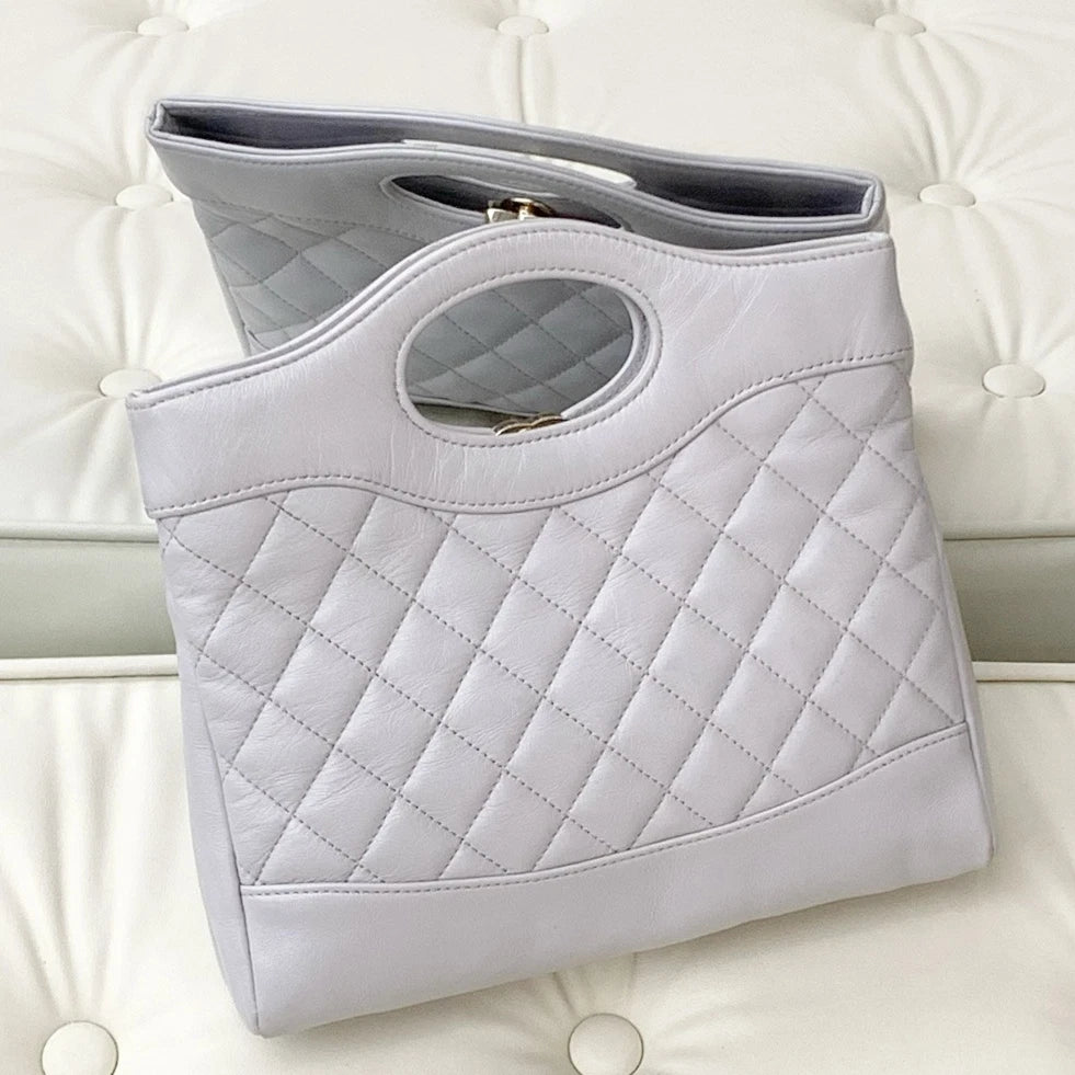Chanel 31Bag Mini Lambskin Top Handle Shoulder Crossbody Bag Gray Women S