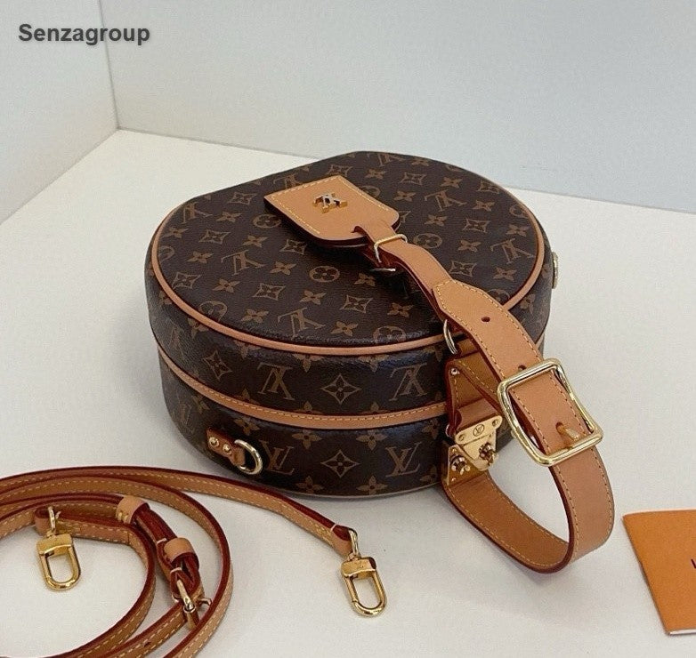 Louis Vuitton Petite Boite Chapeau Monogram Top Handle Crossbody Brown Women