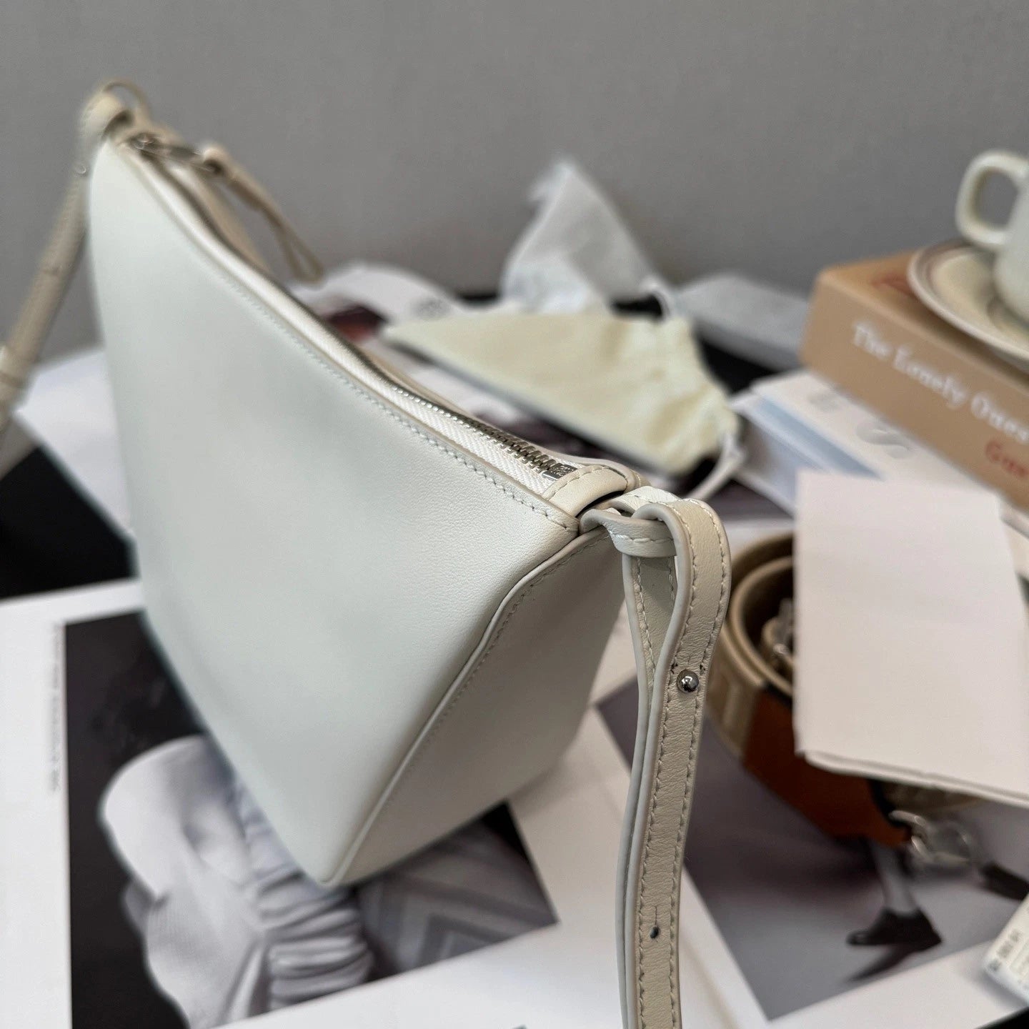 Excellent Loewe Hammock Hobo Mini White Handbag Crossbody Silver Hardware