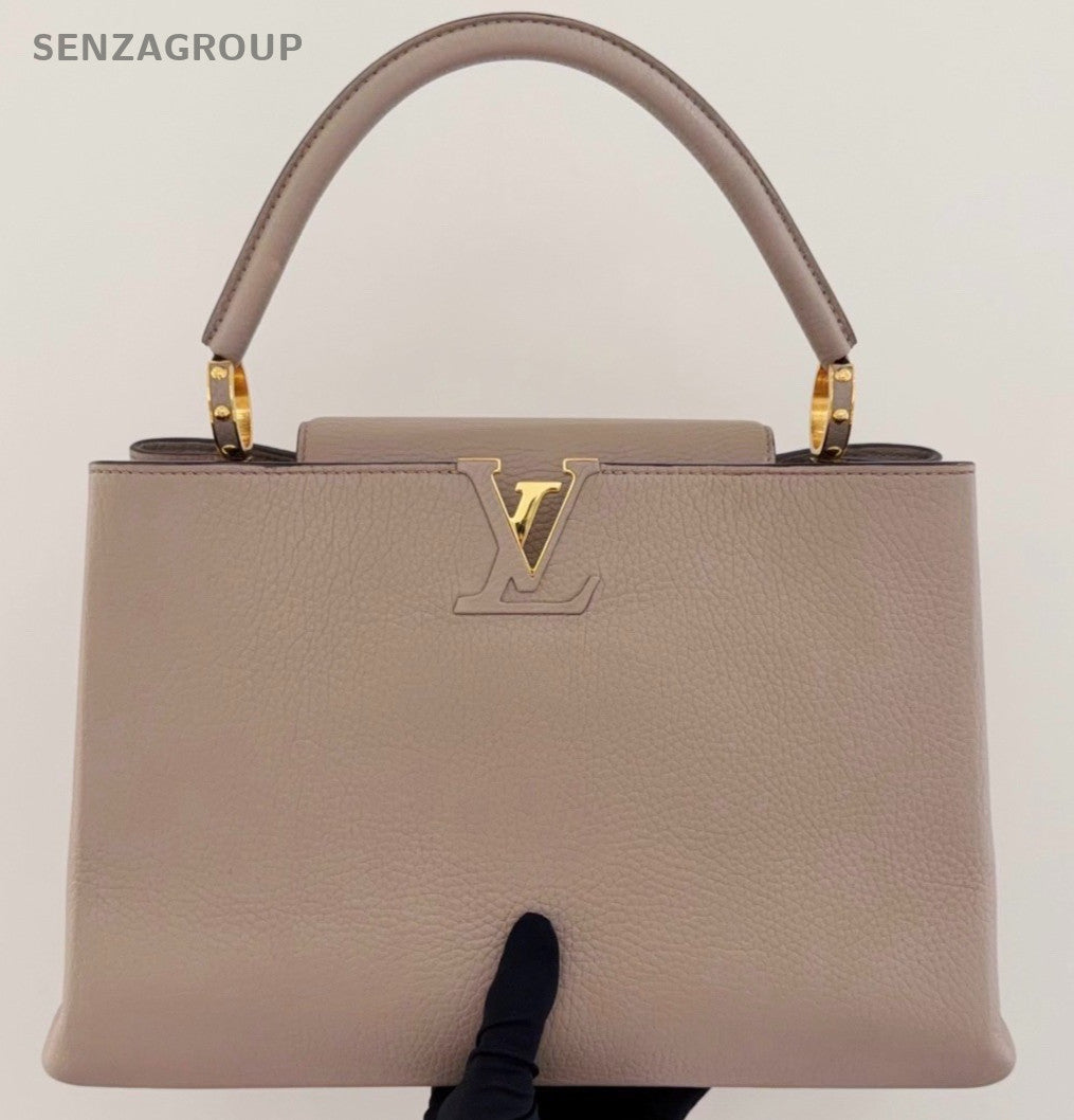 Louis Vuitton Capucines GM Top Handle Bag Gray Gold Used Women Classic Designer