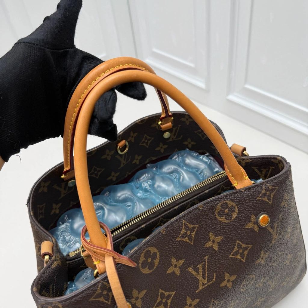 Louis Vuitton Montaigne MM Top Handle Shoulder Crossbody Brown Gold Used Women
