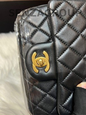 Chanel Classic Flap Black Gold Quilted Chain Shoulder Bag