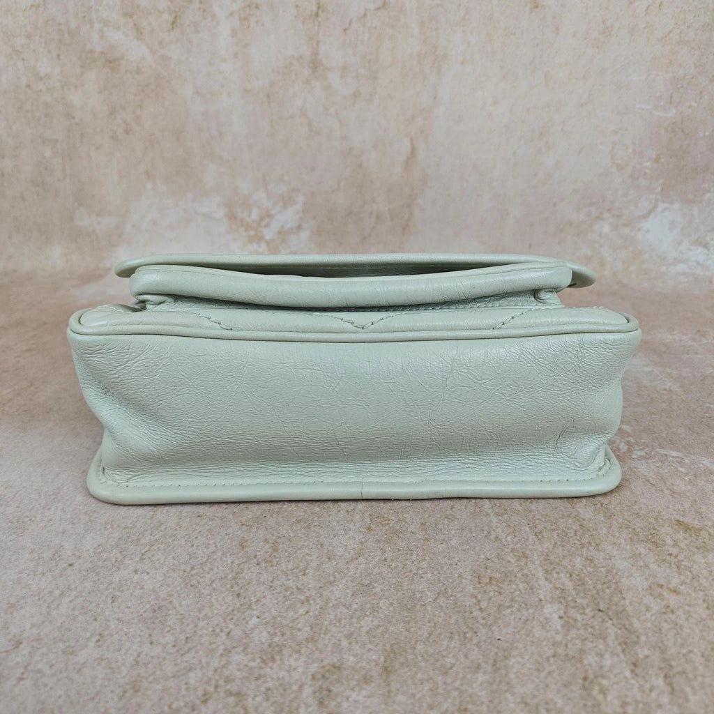 YSL Niki Small White Wax Leather Shoulder Crossbody Bag For Women
