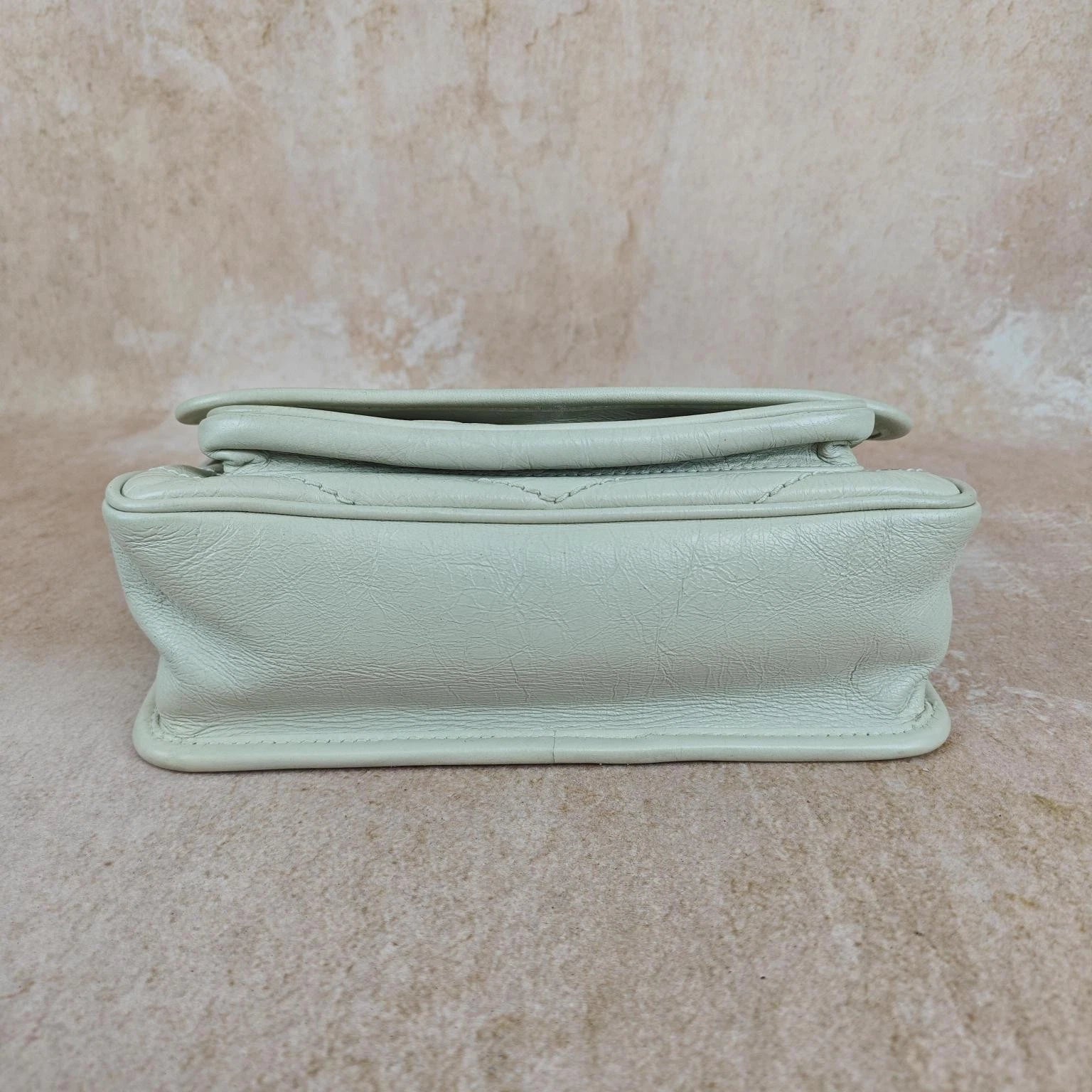 YSL Niki Small White Wax Leather Shoulder Crossbody Bag For Women