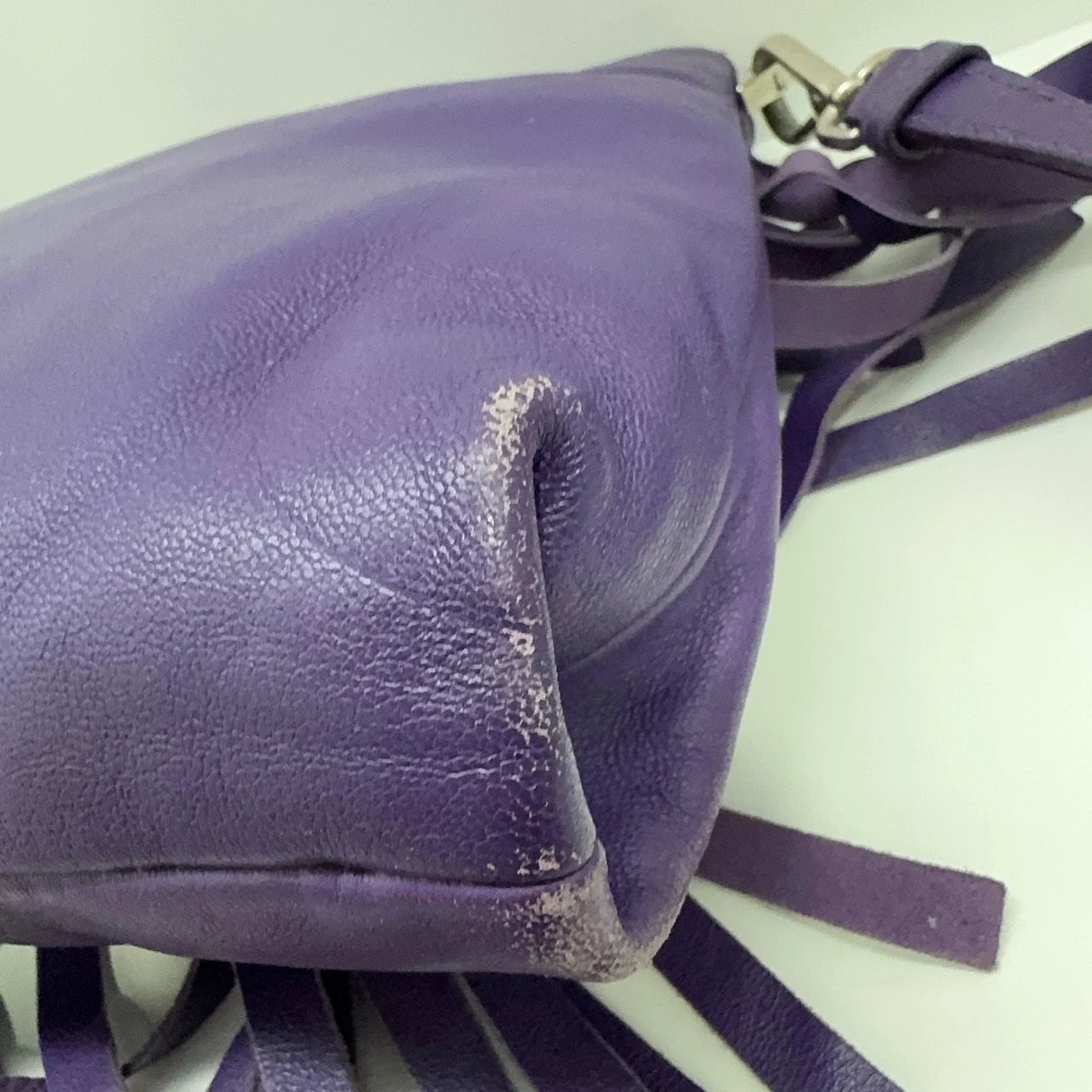 PRADA Purple Fringe Double Buckle Shoulder Crossbody Bag For Women