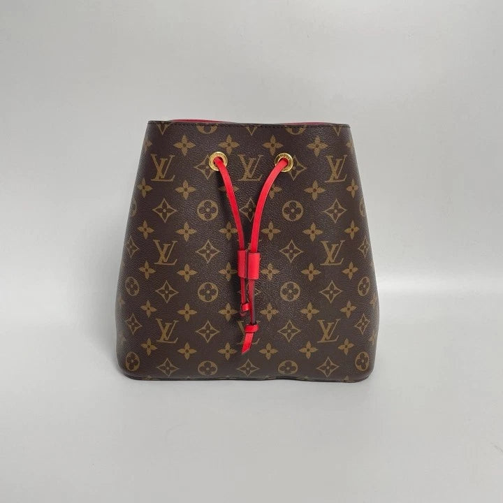 Louis Vuitton Neonoe Monogram Canvas Red Bucket Bag For Women