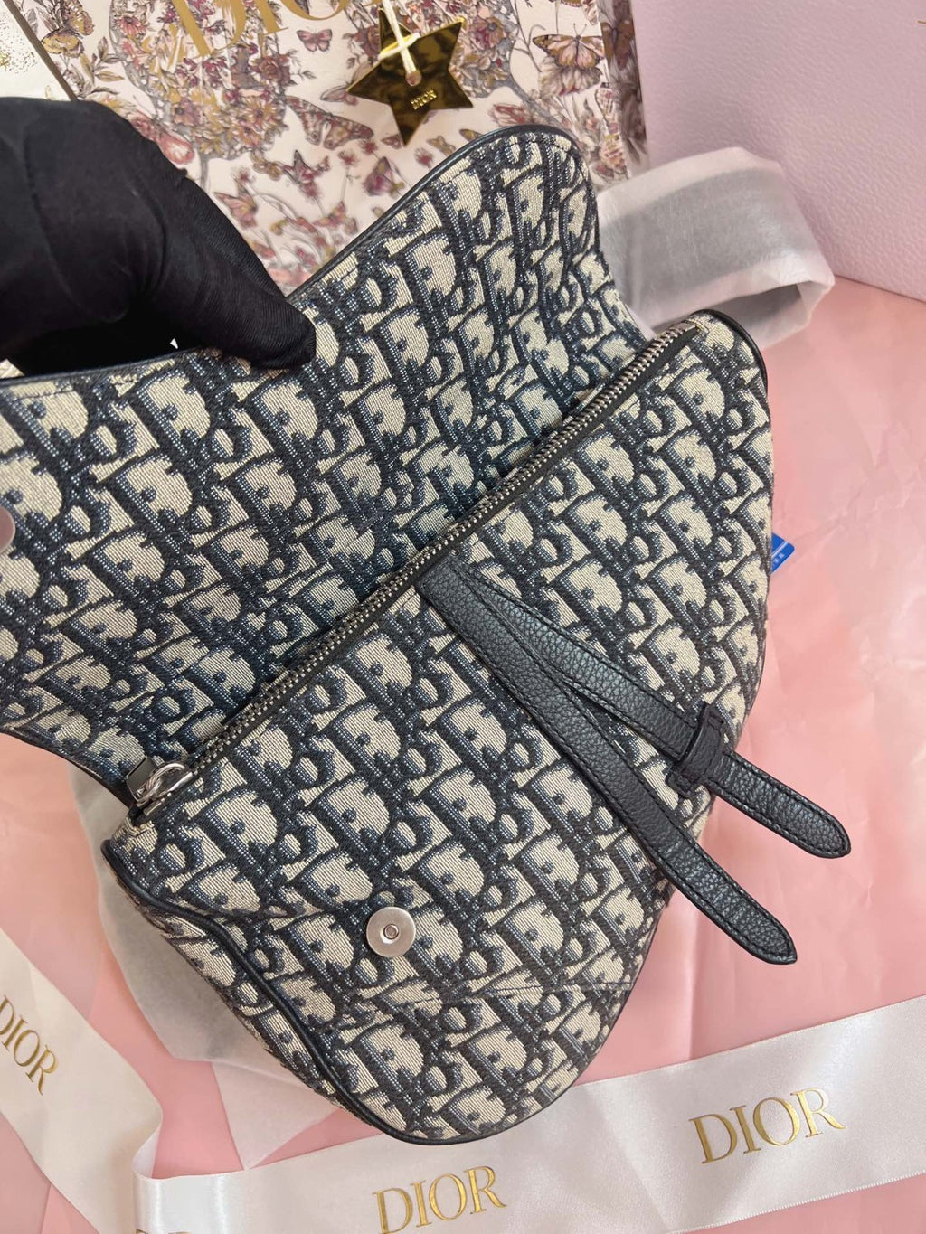 Christian Dior Oblique Saddle Embroidery Monogram Crossbody Shoulder bag