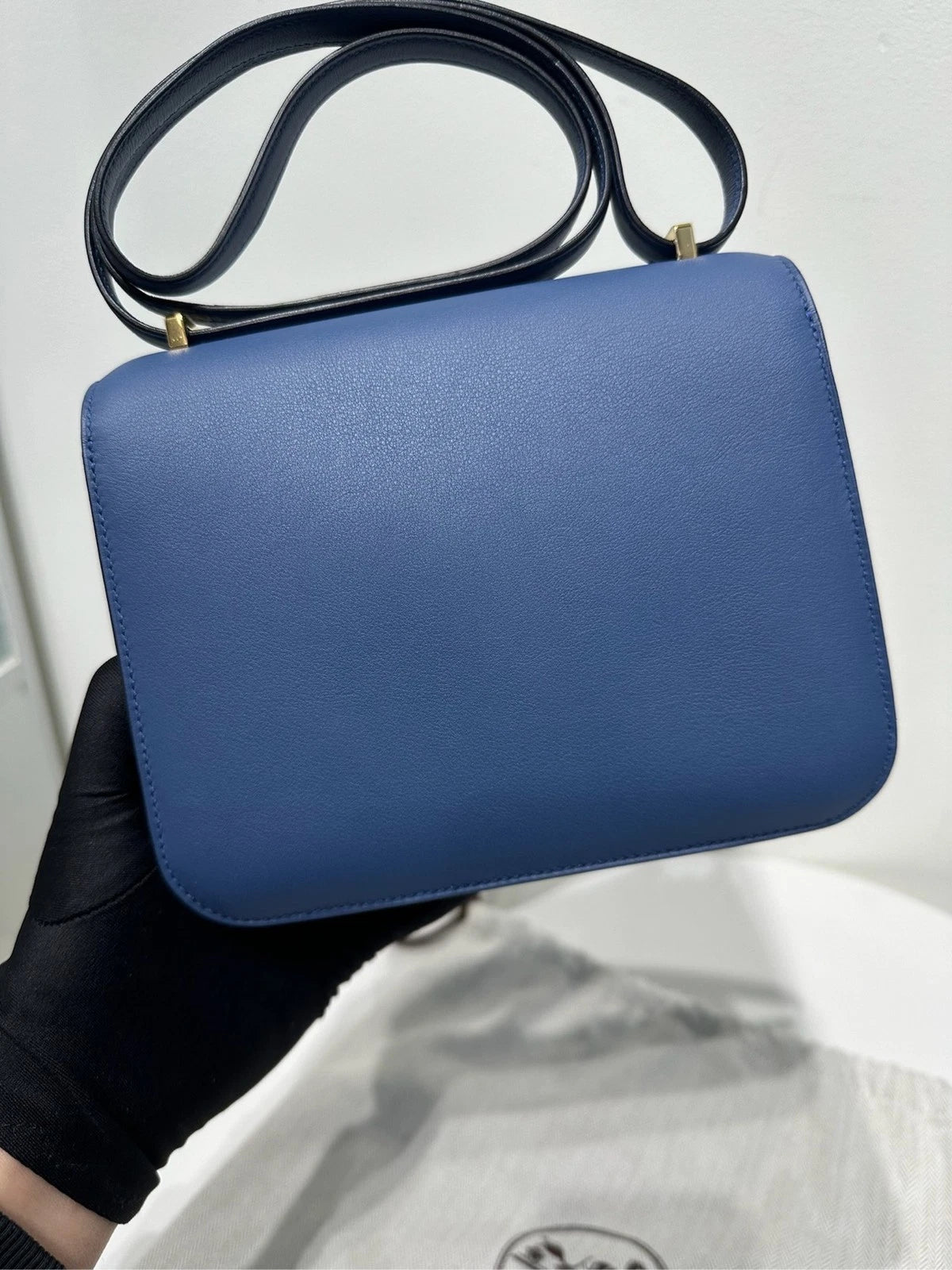 Hermes Constance 19 Agate Blue Swift Leather Gold Hardware Bag For Women