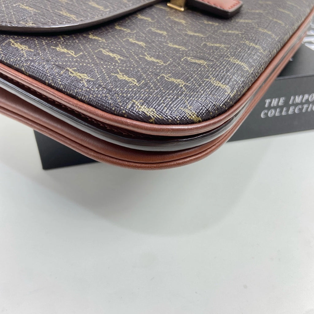 YSL LE MONOGRAMME Small Brown Leather Shoulder Crossbody Bag For Women