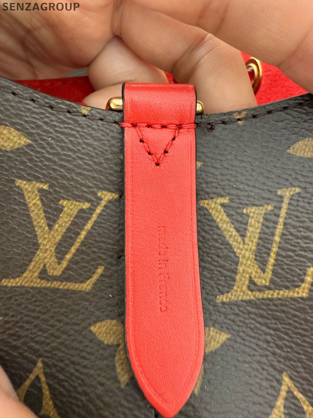 Louis Vuitton Monogram Red Drawstring Bucket Shoulder Bag Classic Women