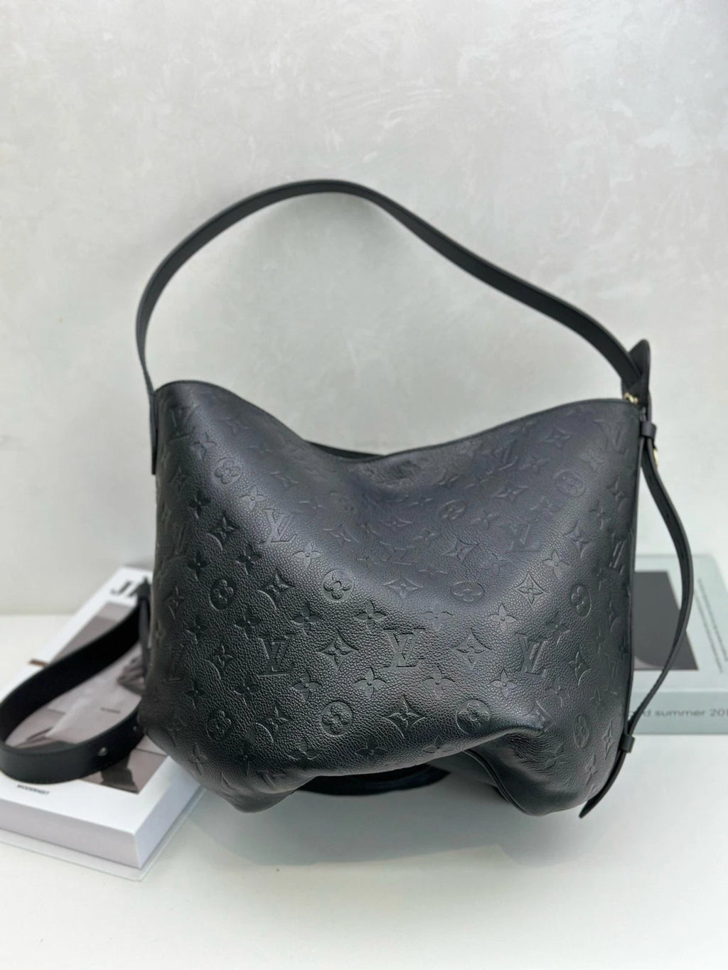Excellent Louis Vuitton All In GM Calfskin Monogram Black Handbag Shoulder Bag
