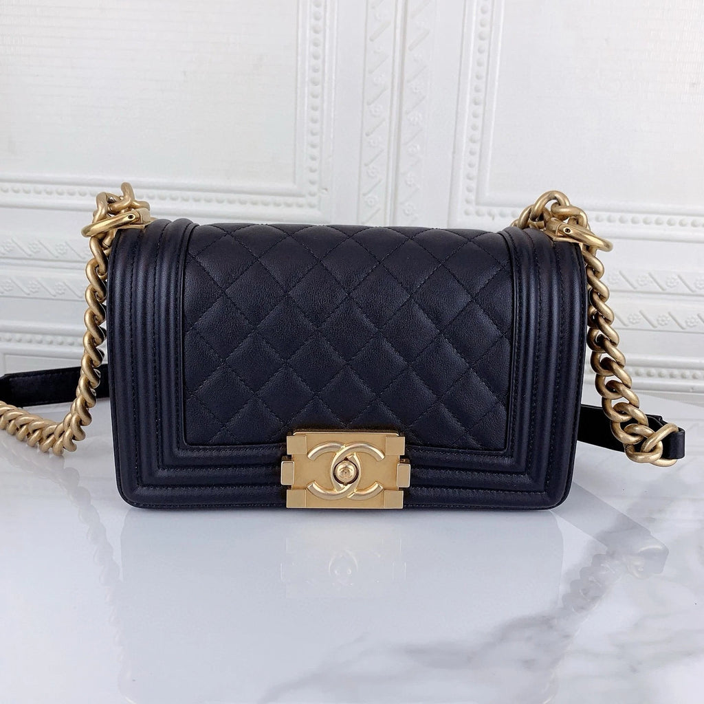 CHANEL Black Gold Leboy Small Shoulder Bag for Women