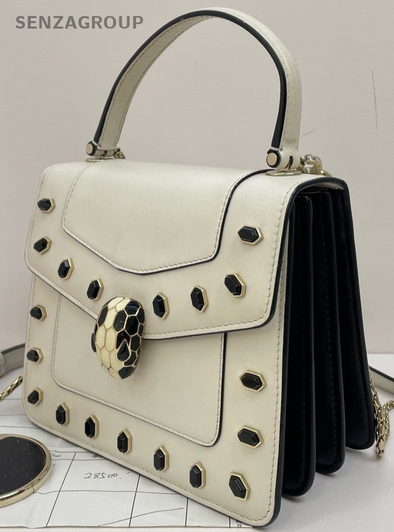 Bvlgari SERPENTI FOREVER Top Handle Shoulder Crossbody Bag White Women