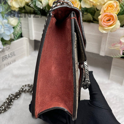 Gucci Dionysus Small Chain Shoulder Crossbody Bag Brown Red Silver