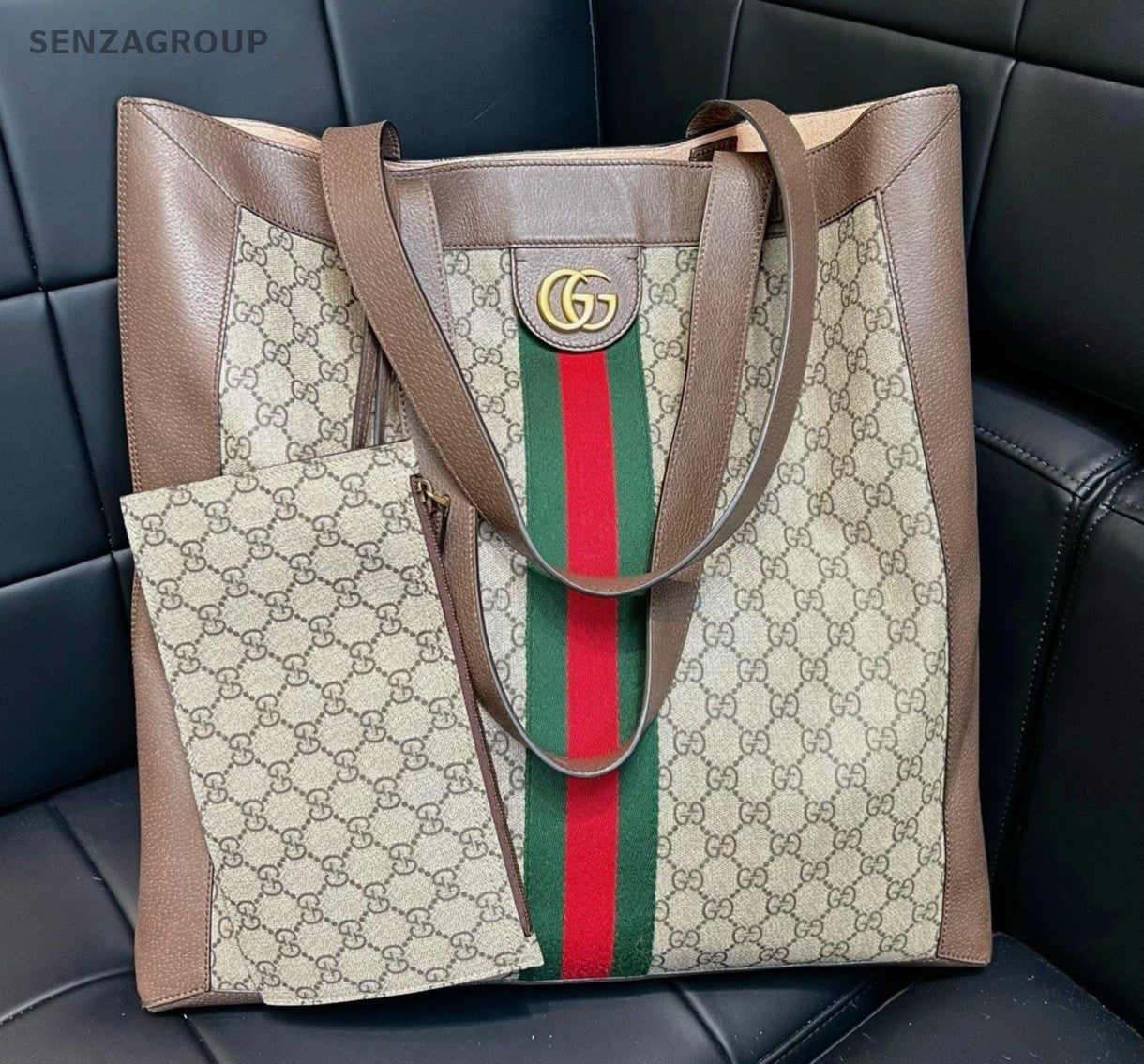 Gucci Ophidia Tote Shoulder Bag Brown Beige Gold Women Classic