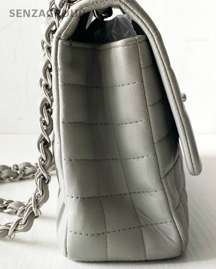 Chanel Classic Flap Mini Chain Shoulder Bag Crossbody Gray Silver Women Designer