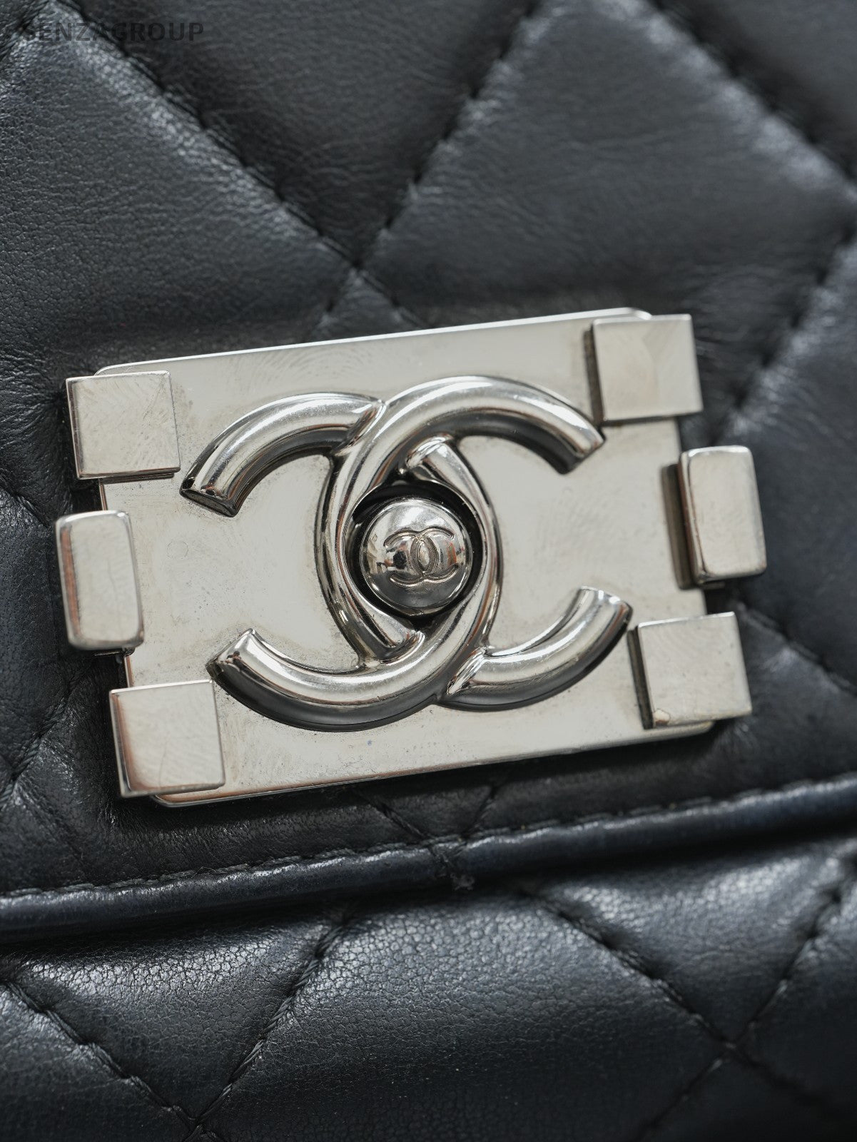 CHANEL Leboy Diamond pattern Chain Shoulder bag Black Silver Women