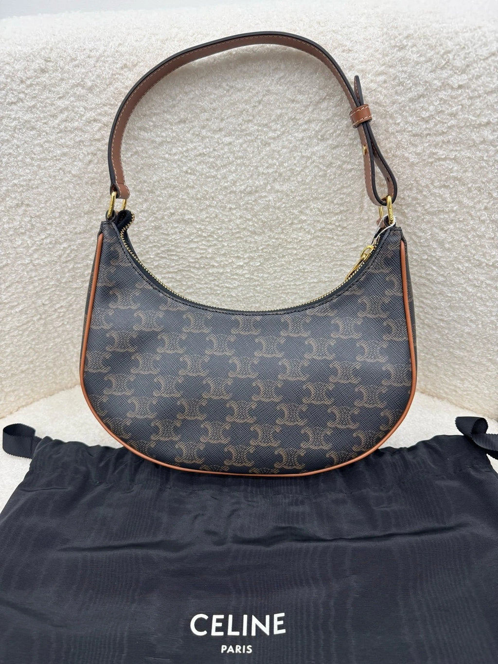 CELINE Ava Classic Monogram Canvas Shoulder Bag For Women
