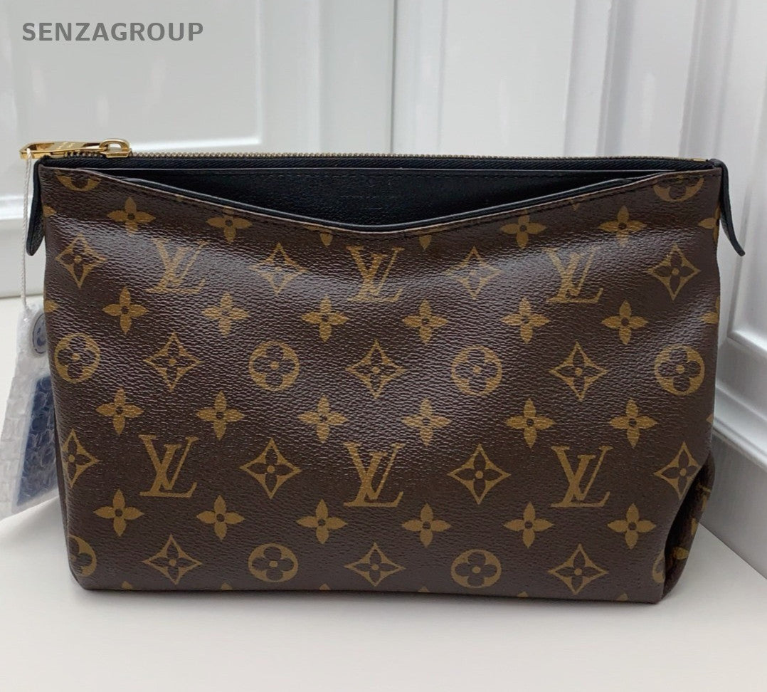 Louis Vuitton Monogram Clutch Brown Gold Unisex Adults Classic
