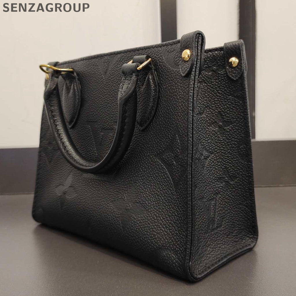 Louis Vuitton Black Leather Monogram Tote Shoulder Crossbody Bag Women Classic
