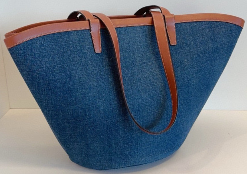 CELINE Couffin Denim Logo tote Shoulder bag Almost Brand NEW Women