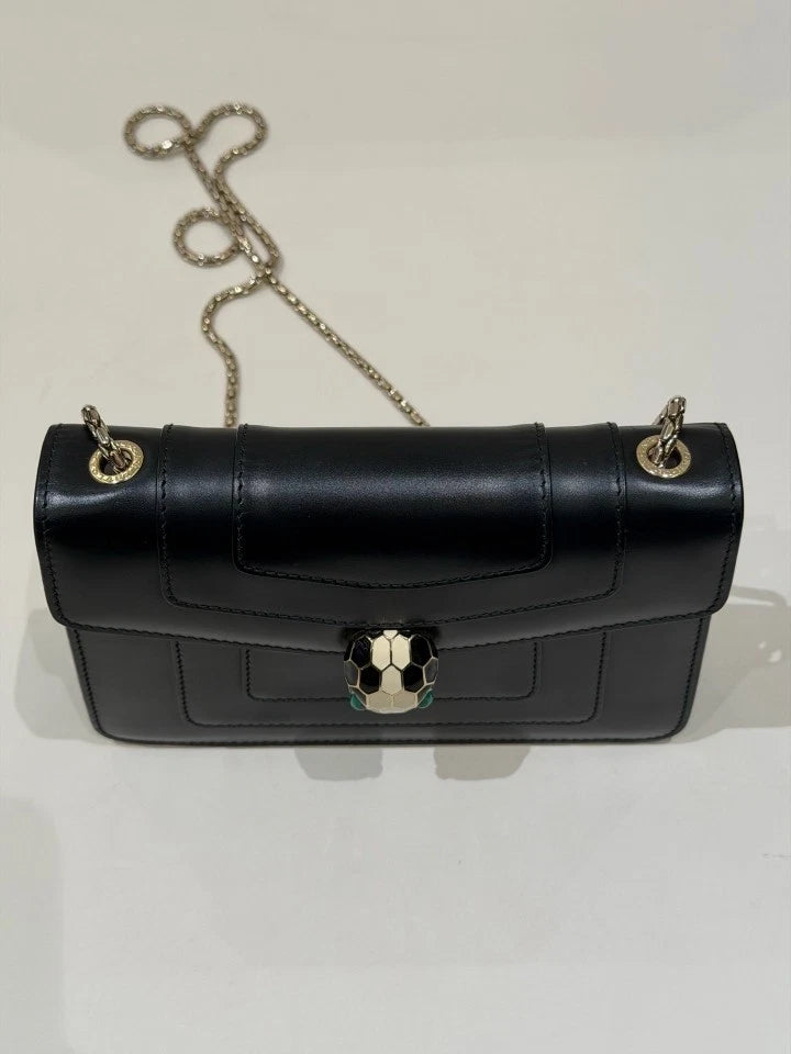 Bvlgari Leather Black Serpenti WOC Crossbody Bag For Women
