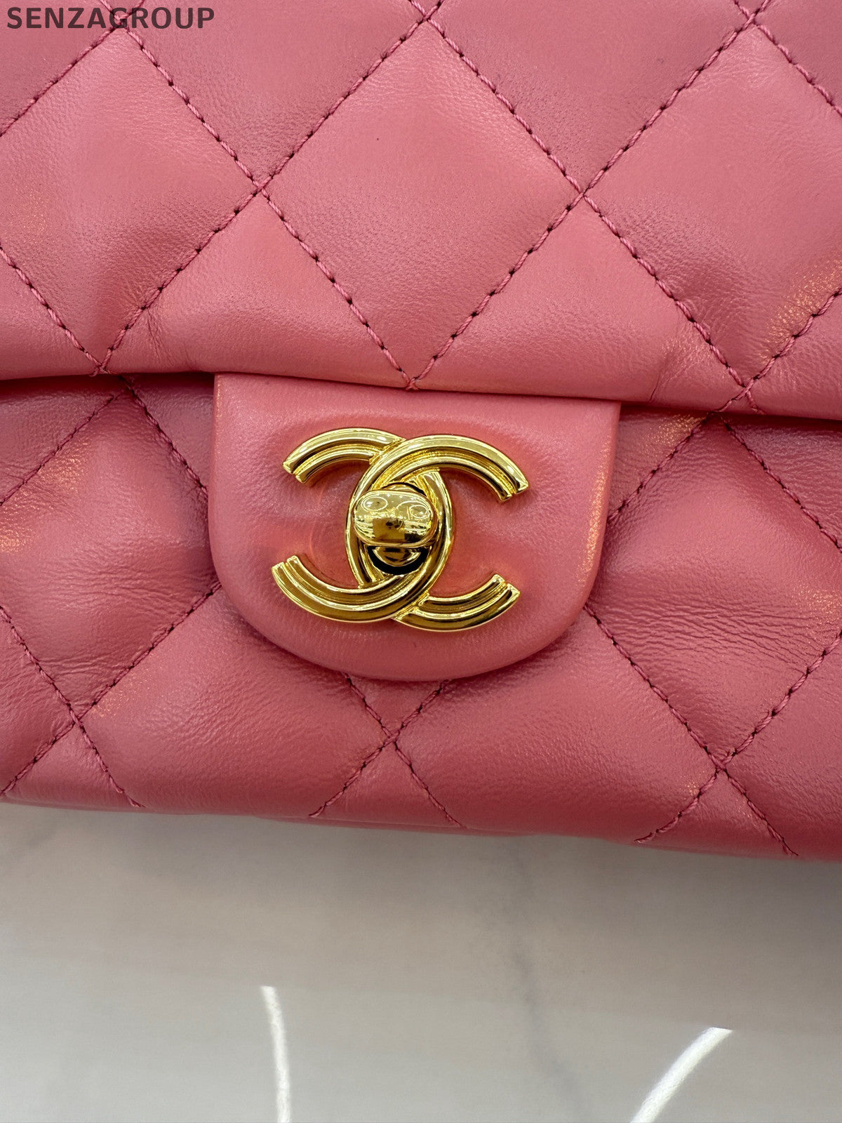 Chanel Quilted Mini Flap Bag in Lambskin Pink Gold Hardware