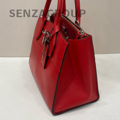 Louis Vuitton City Steamer Red Silver Leather Tote Shoulder Bag Women