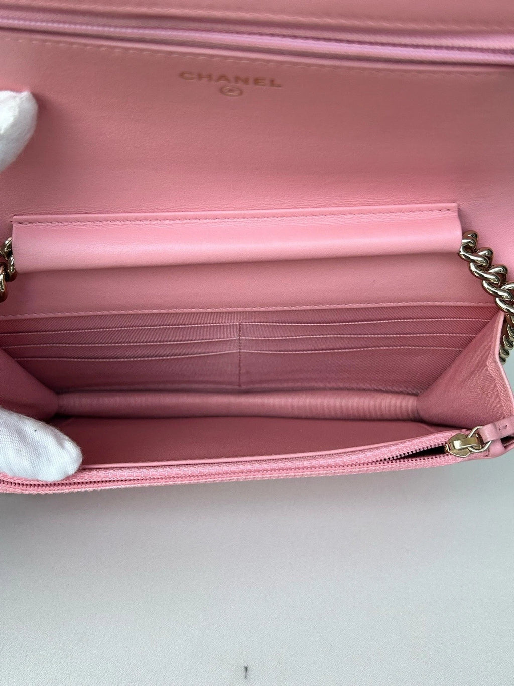 Chanel Leboy WOC Chain Calfskin Shoulder Crossbody Pink Silver Women Classic