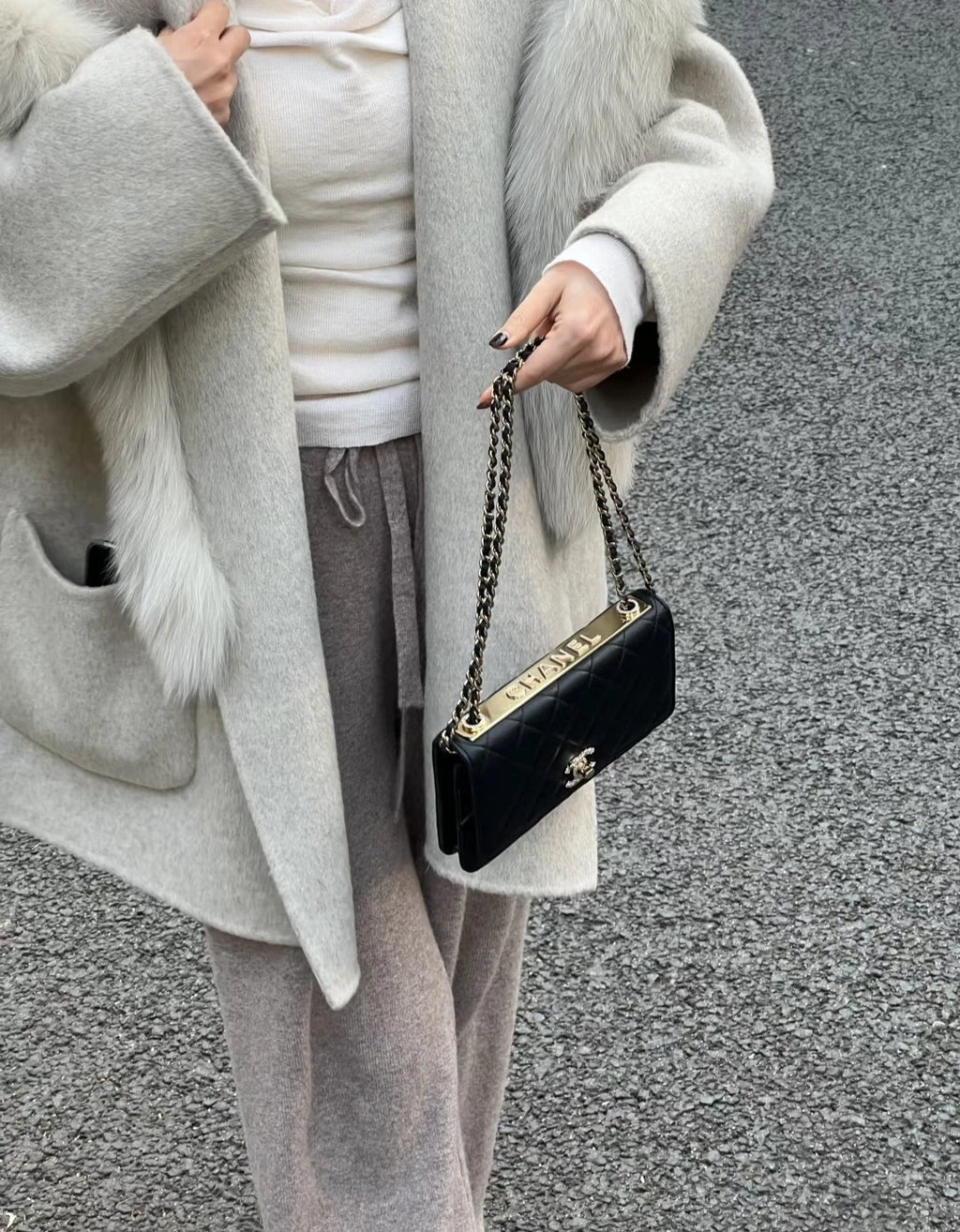 CHANEL Trendy CC Mini Black Leather Shoulder Bag For Women