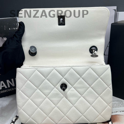 Chanel Trendy CC Medium White Quilted Chain Shoulder Bag