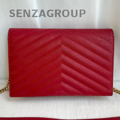 Saint Laurent Small Classic Red Gold Envelope Chain Shoulder Crossbody Bag