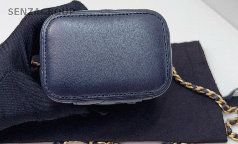 Chanel Vanity box mini 2ways Crossbody Shoulder Bag Women Blue