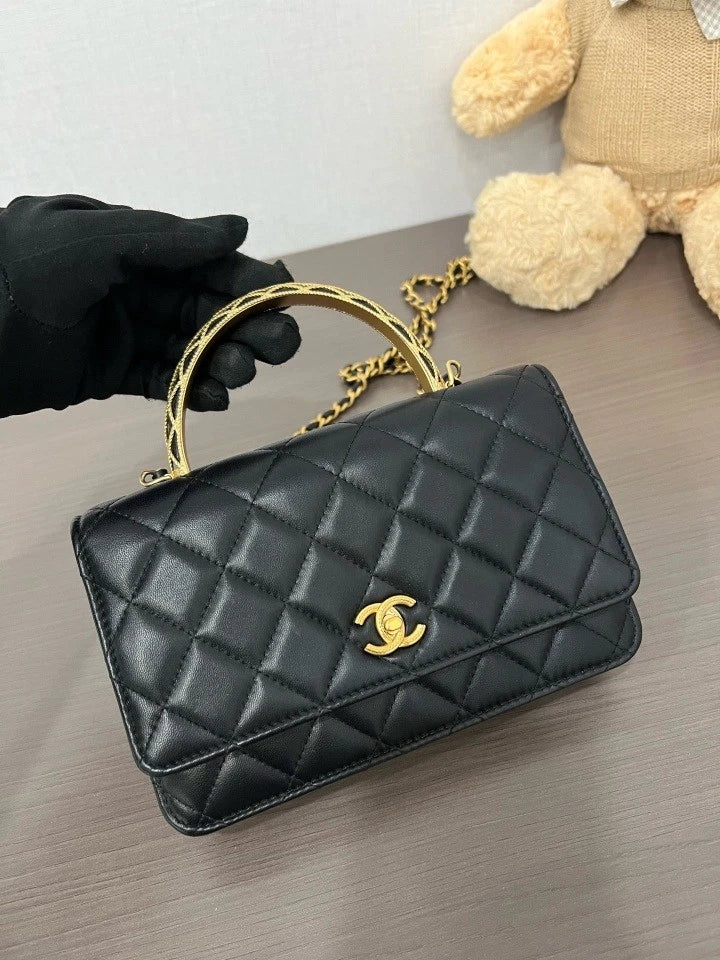 CHANEL Black 23A Embossed WOC Crossbody Bag For Women