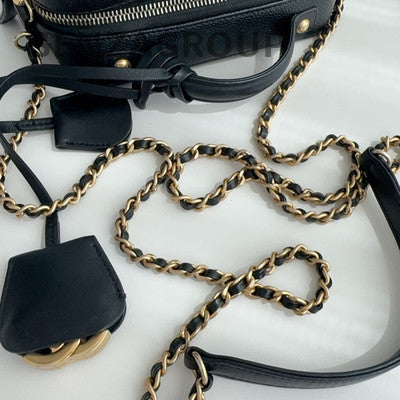 Chanel Small Camera Bag Quilted Chain Crossbody Black Gold Women Fashion