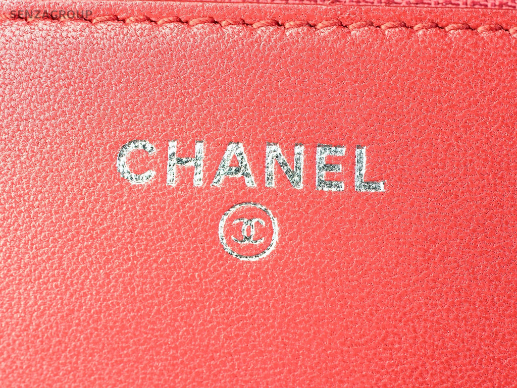 CHANEL Camellia Red wallet WOC Shoulder bag Crossbody Lambskin