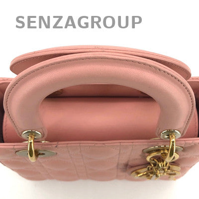 Dior Lady Dior Bag Pink Gold Lambskin Handbag Shoulder Bag Classic