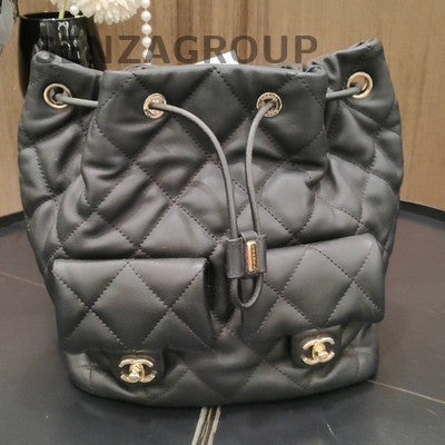 Chanel Quilted Chain Backpack Small Black Gold Classic Fashion Women