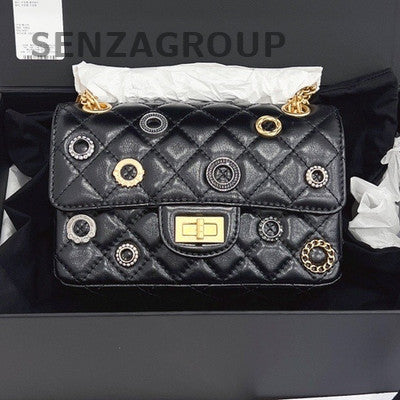 Chanel Quilted Mini Black Caviar Leather Chain Crossbody Bag Classic