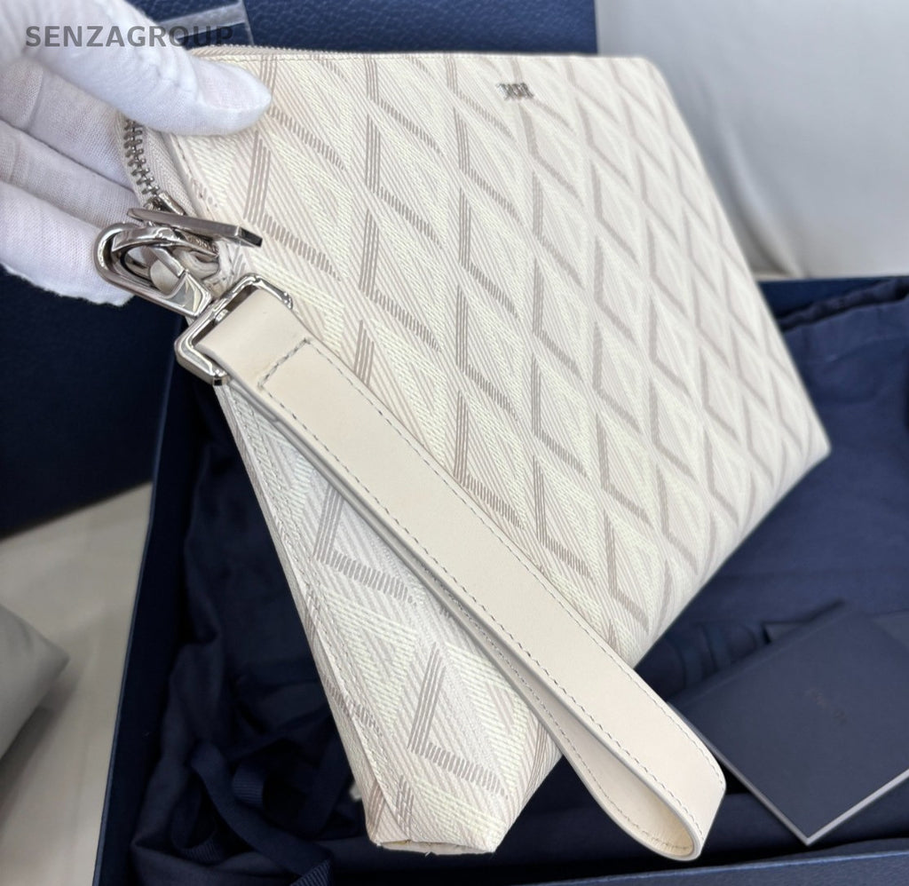 Christian Dior Diamond Clutch Bag Cream Women