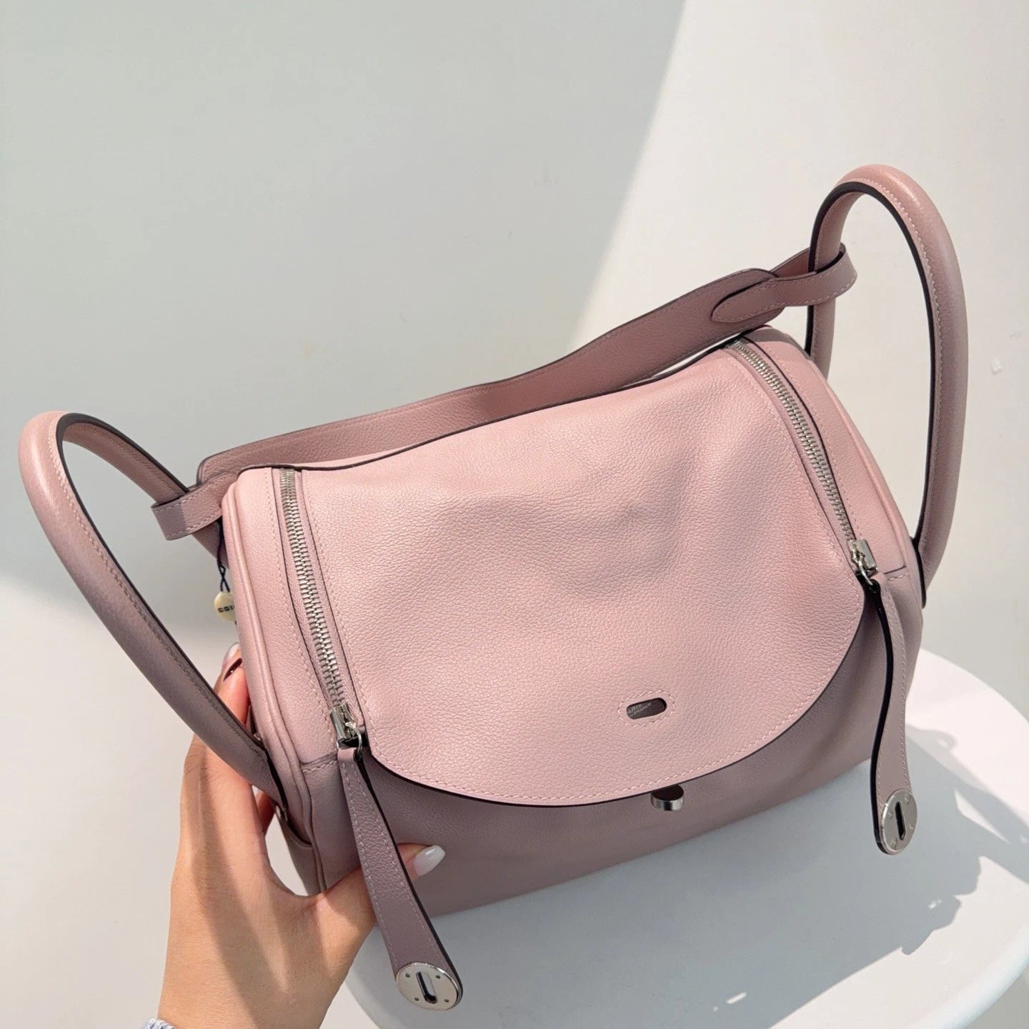 Hermes Lindy 30 Top Handle Bag Clemence Leather Shoulder