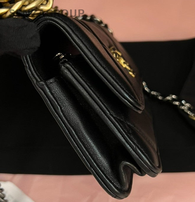 Chanel WOC Lambskin Mini Chain Shoulder Bag Crossbody Black Gold Women Classic