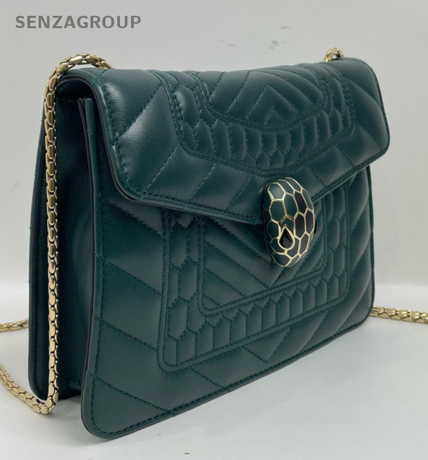 Bvlgari Serpenti Forever Shoulder Crossbody Bag Green Women