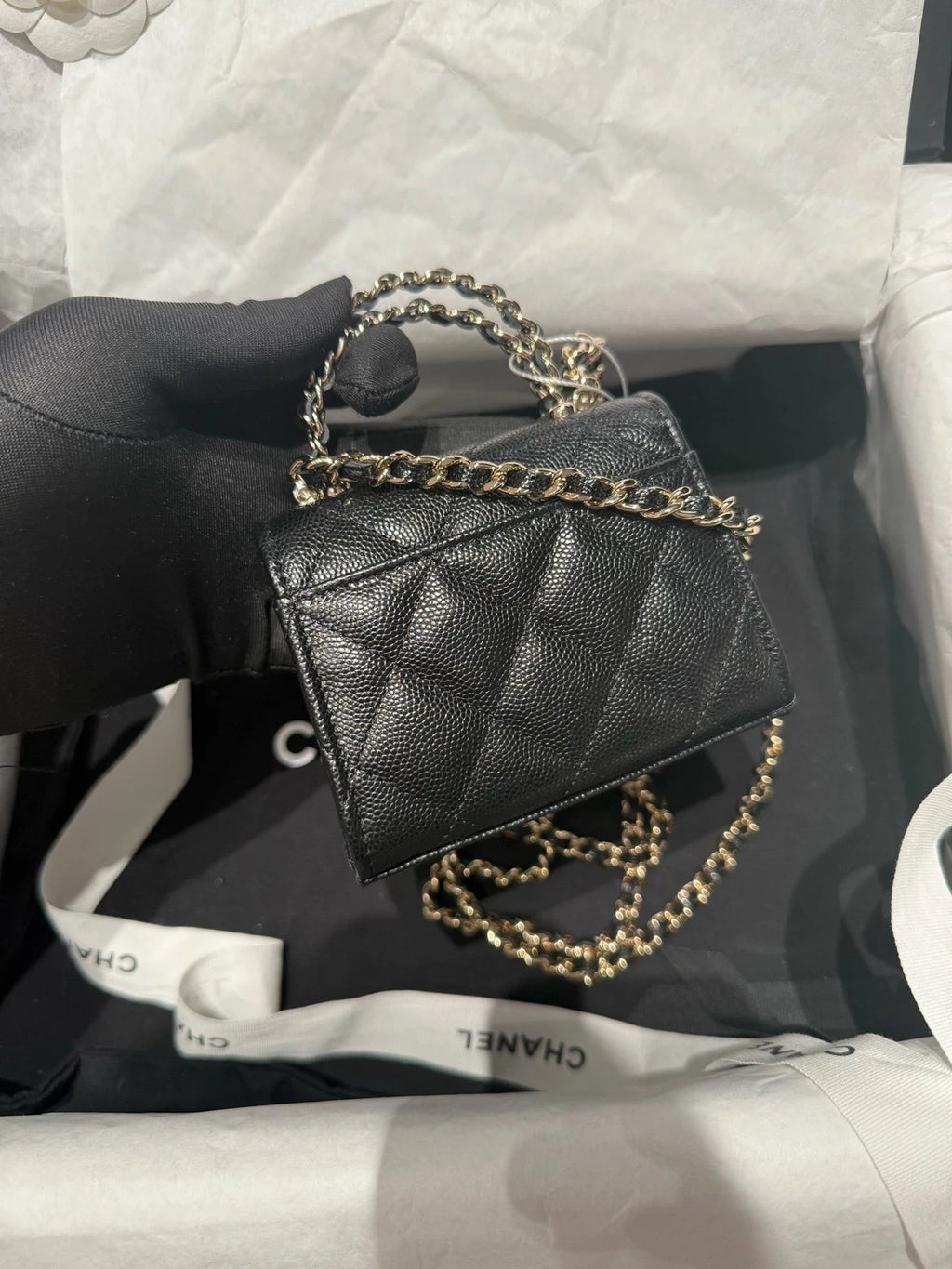 New CHANEL Kelly Mini Vertical Calfskin Top Handle Bag For Women