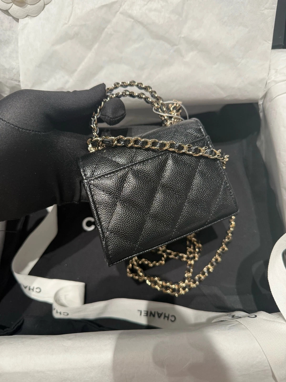 New CHANEL Kelly Mini Vertical Calfskin Top Handle Bag For Women